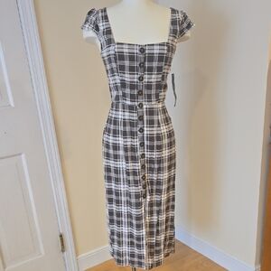 Trixxi Black and White Plaid Midi Dress